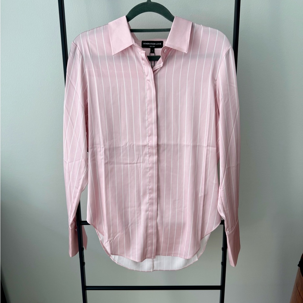 Generation Love Jay Pinstripe Blouse in Ballet Slipper/White
